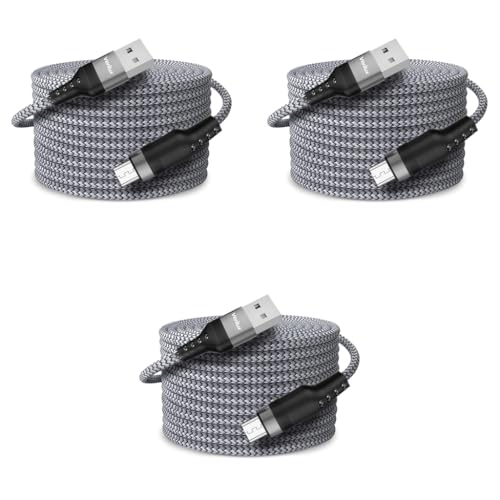 Verilux® 10Ft 3M Micro USB Cable 5V 2A Fast Charging 480Mbps Data Sync Nylon Braided for Phone Tablet Port Enabled Mobile 3PCS Verilux® 10Ft 3M Micro USB Cable 5V 2A Fast Charging 480Mbps Data Sync Nylon Braided for Phone Tablet Port Enabled Mobile 3PCS